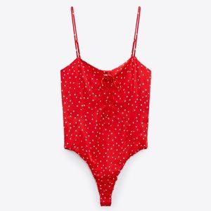 ZARA XS SATIN EFFECT STAR BODYSUIT